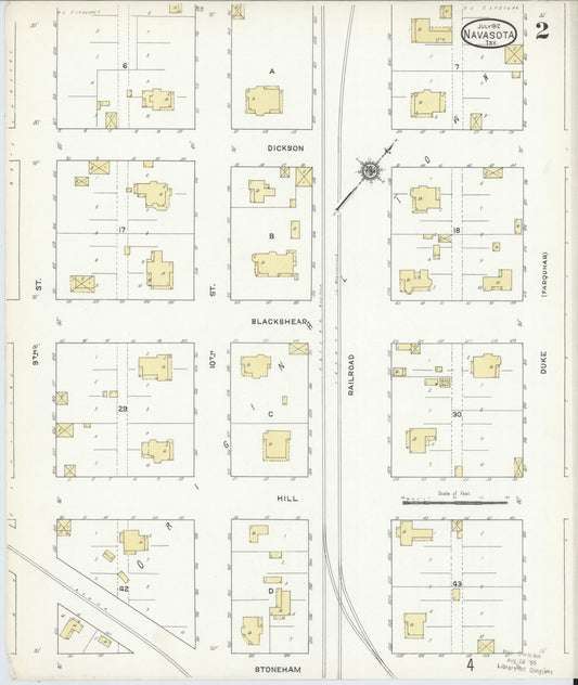 Sanborn Fire Insurance Map from Navasota, Grimes County, Texas (1912), Sheet #0002 - Historic Sanborn Fire Insurance Map Print, vintage old map wall art, antique decor, genealogy gift, Texas Texas map