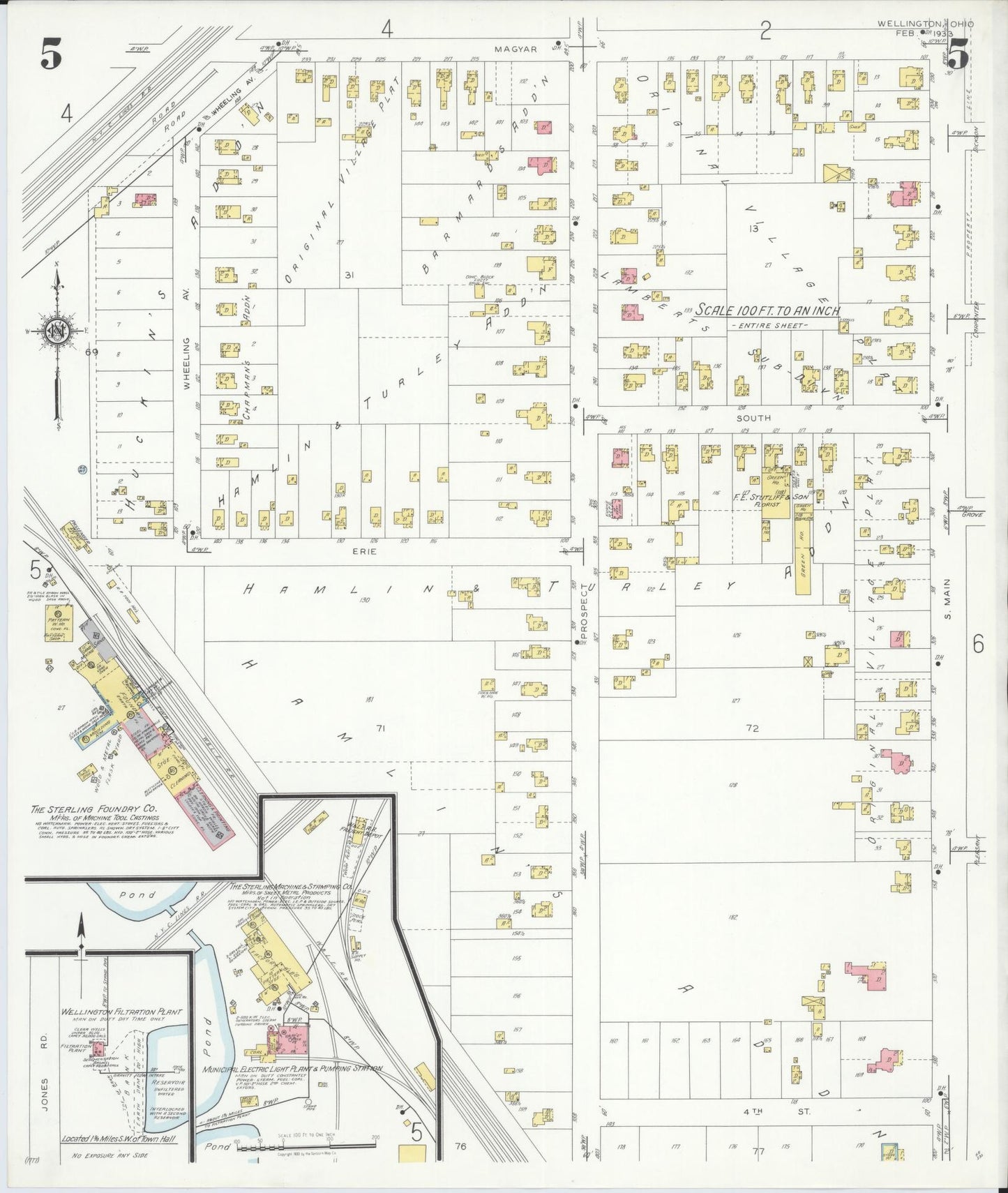 Sanborn Fire Insurance Map from Wellington, Lorain County, Ohio (1933), Sheet #0005 - Complete Map Set gallery image, historic Sanborn map, vintage wall art, Ohio Ohio