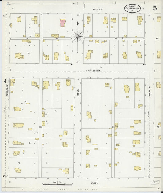 Sanborn Fire Insurance Map from Cambridge, Henry County, Illinois (1907), Sheet #0005 - Historic Sanborn Fire Insurance Map Print, vintage old map wall art, antique decor, genealogy gift, Illinois Illinois map