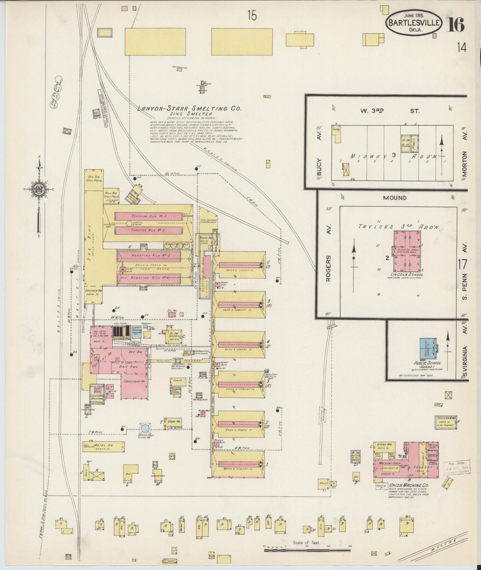Sanborn Fire Insurance Map from Bartlesville, Washington County, Oklahoma (1915), Sheet #0016 - Historic Sanborn Fire Insurance Map Print, vintage old map wall art, antique decor, genealogy gift, Oklahoma Oklahoma map
