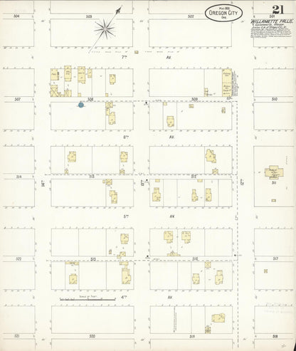 Sanborn Fire Insurance Map from Oregon City, Clackamas County, Oregon (1900), Sheet #0021 - Complete Map Set gallery image, historic Sanborn map, vintage wall art, Oregon Oregon
