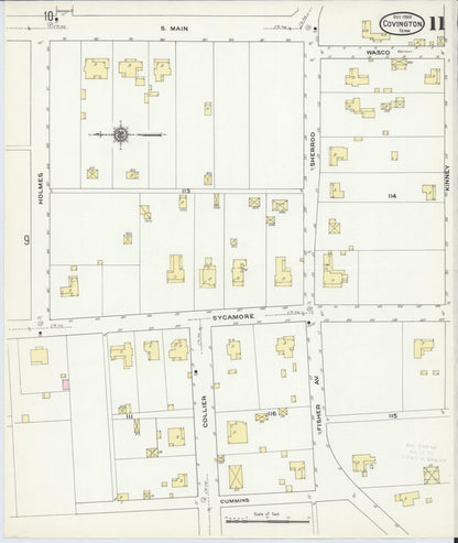 Sanborn Fire Insurance Map from Covington, Tipton County, Tennessee (1909), Sheet #0011 - Complete Map Set gallery image, historic Sanborn map, vintage wall art, Tennessee Tennessee