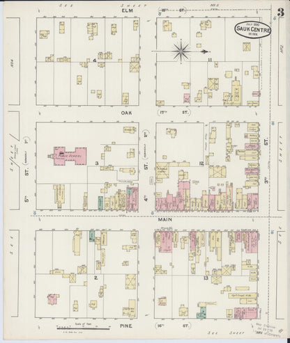 Sanborn Fire Insurance Map from Sauk Centre, Stearns County, Minnesota (1890), Sheet #0003 - Complete Map Set gallery image, historic Sanborn map, vintage wall art, Minnesota Minnesota