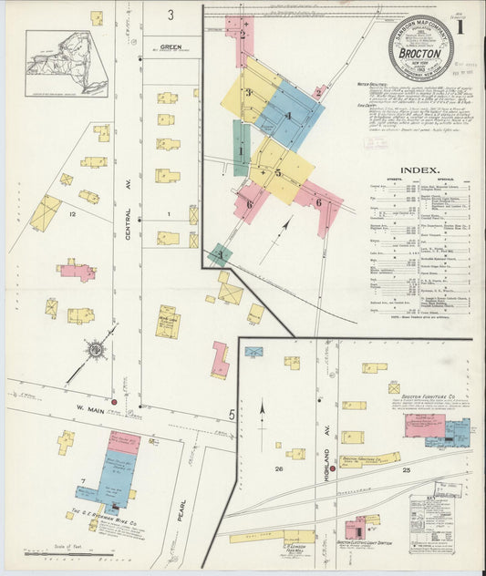 Sanborn Fire Insurance Map from Brocton, Chautauqua County, New York (1913), Sheet #0001 - Complete Map Set gallery image, historic Sanborn map, vintage wall art, New York New York