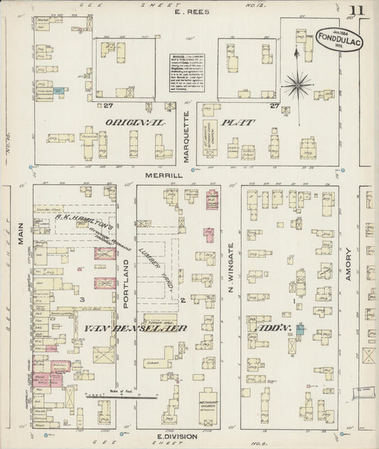 Sanborn Fire Insurance Map from Fond du Lac, Fond du Lac County, Wisconsin (1884), Sheet #0011 - Historic Sanborn Fire Insurance Map Print, vintage old map wall art, antique decor, genealogy gift, Wisconsin Wisconsin map