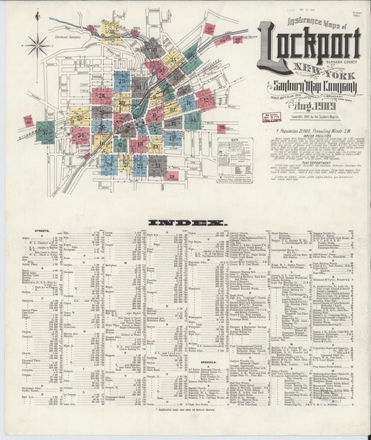 Sanborn Fire Insurance Map from Lockport, Niagara County, New York. (1909) – Historic Sanborn Fire Insurance Map Print