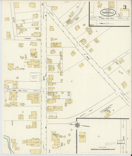 Sanborn Fire Insurance Map from Tannersville, Greene County, New York (1912), Sheet #0003 - Historic Sanborn Fire Insurance Map Print, vintage old map wall art, antique decor, genealogy gift, New York New York map