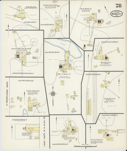 Sanborn Fire Insurance Map from Webb City, Jasper County, Missouri (1915), Sheet #0028 - Historic Sanborn Fire Insurance Map Print, vintage old map wall art, antique decor, genealogy gift, Missouri Missouri map