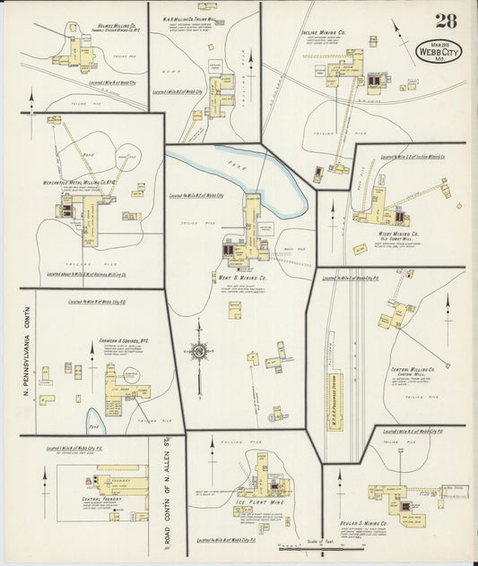 Sanborn Fire Insurance Map from Webb City, Jasper County, Missouri (1915), Sheet #0028 - Historic Sanborn Fire Insurance Map Print, vintage old map wall art, antique decor, genealogy gift, Missouri Missouri map