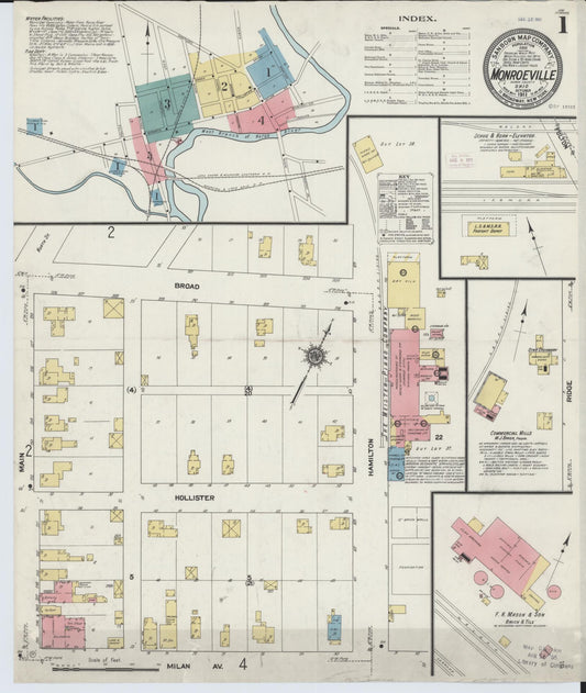 Sanborn Fire Insurance Map from Monroeville, Huron County, Ohio (1911), Sheet #0001 - Complete Map Set gallery image, historic Sanborn map, vintage wall art, Ohio Ohio
