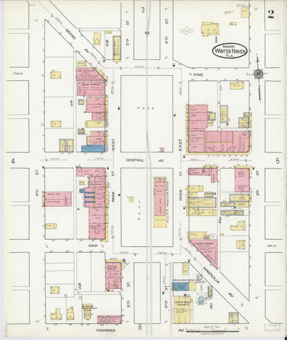 Sanborn Fire Insurance Map from Winter Haven, Polk County, Florida (1919), Sheet #0002 - Complete Map Set gallery image, historic Sanborn map, vintage wall art, Florida Florida