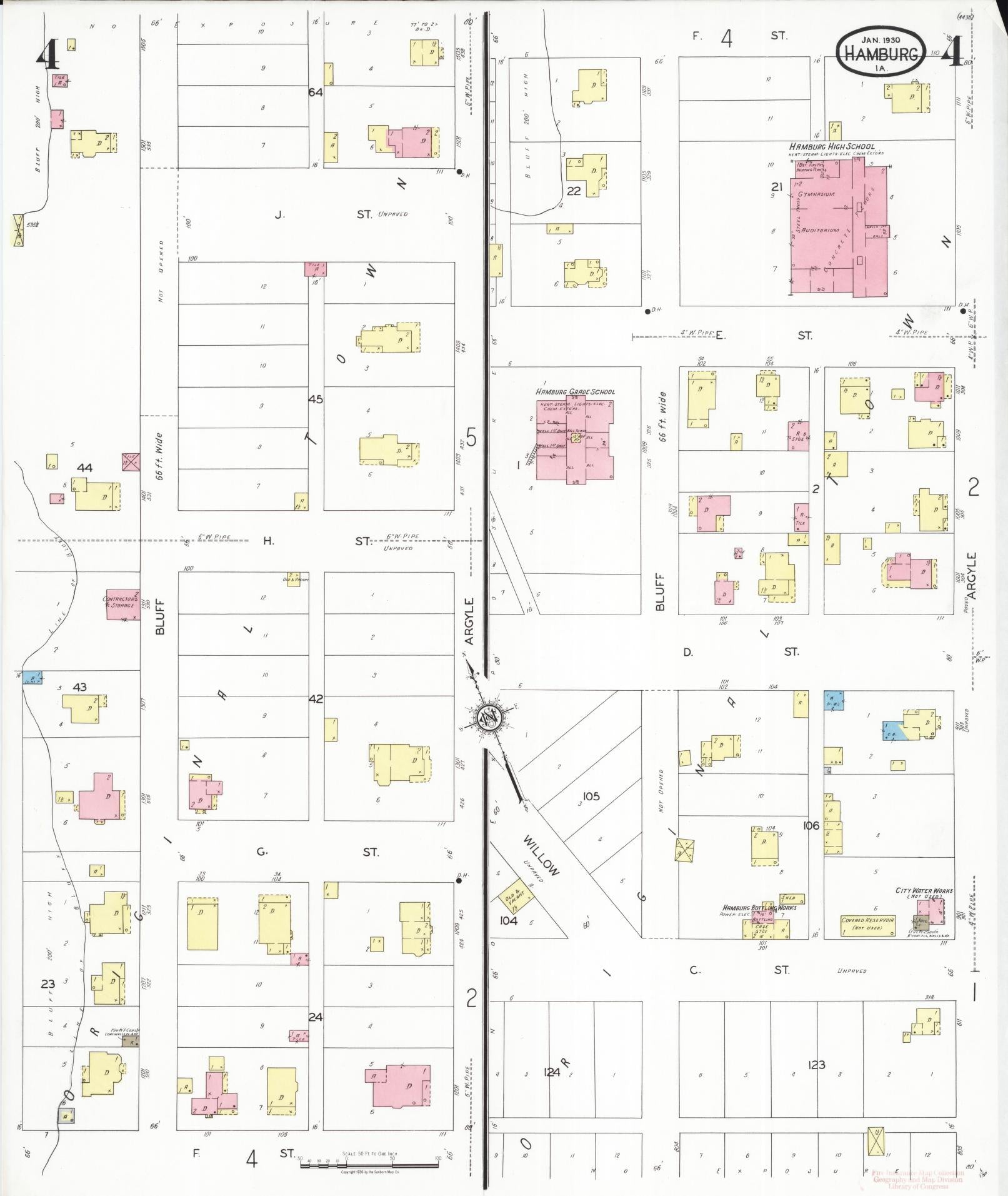 Sanborn Fire Insurance Map from Hamburg, Fremont County, Iowa (1930), Sheet #0004 - Historic Sanborn Fire Insurance Map Print