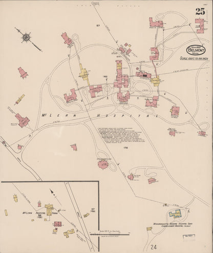Sanborn Fire Insurance Map from Belmont, Middlesex County, Massachusetts (1922), Sheet #0025 - Complete Map Set gallery image, historic Sanborn map, vintage wall art, Massachusetts Massachusetts