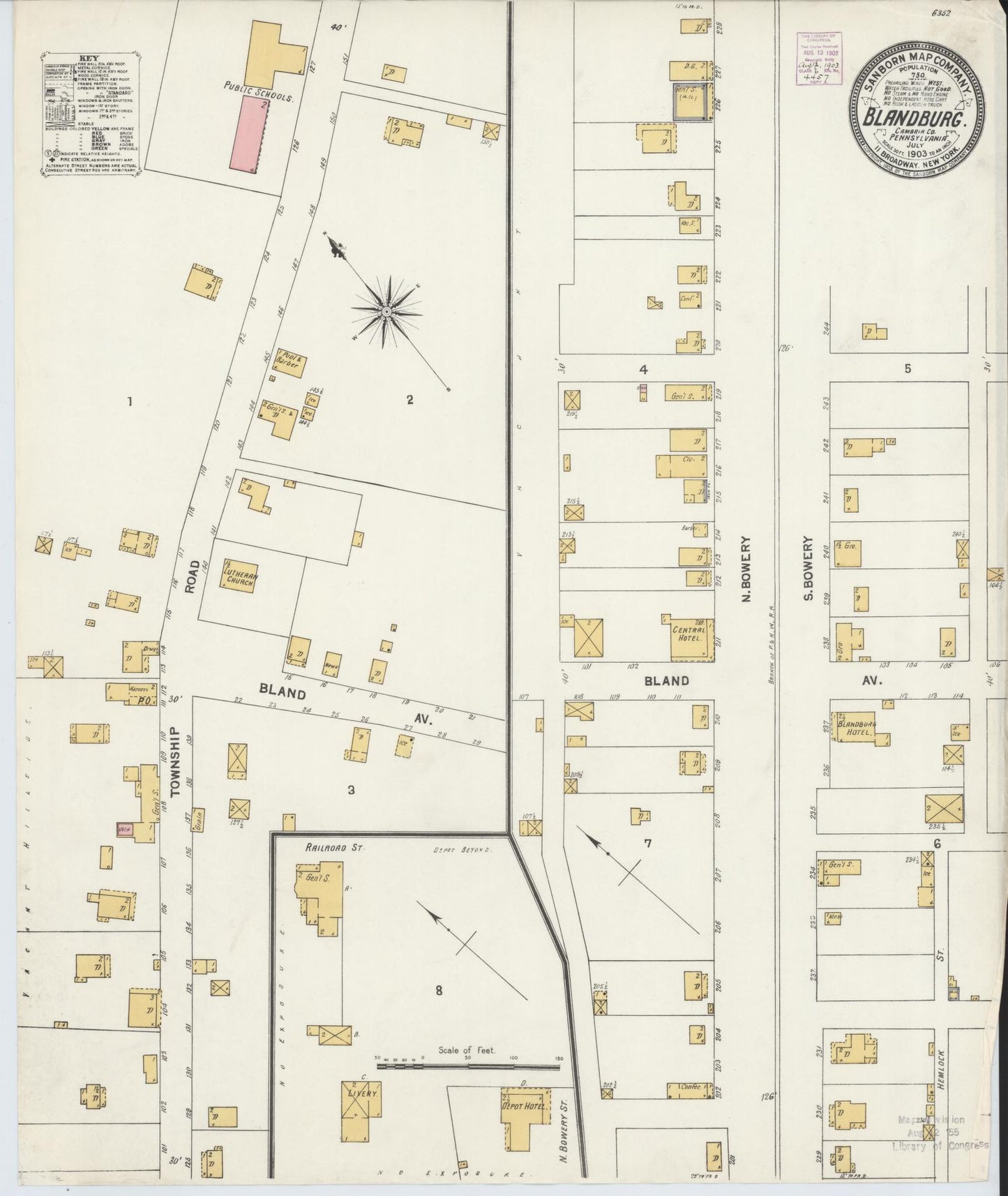 Sanborn Fire Insurance Map from Blandburg, Cambria County, Pennsylvania (1903), Sheet #0001 - Historic Sanborn Fire Insurance Map Print, vintage old map wall art, antique decor, genealogy gift, Pennsylvania Pennsylvania map