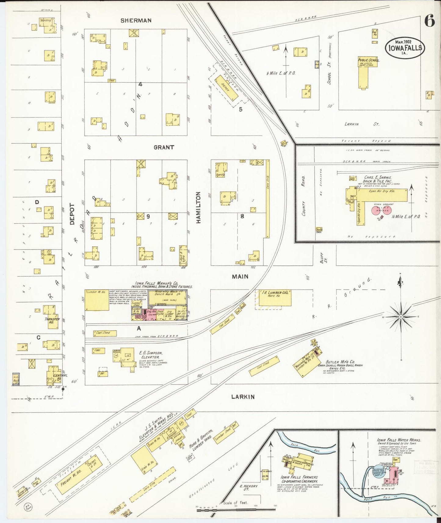 Sanborn Fire Insurance Map from Iowa Falls, Hardin County, Iowa (1902), Sheet #0006 - Historic Sanborn Fire Insurance Map Print, vintage old map wall art