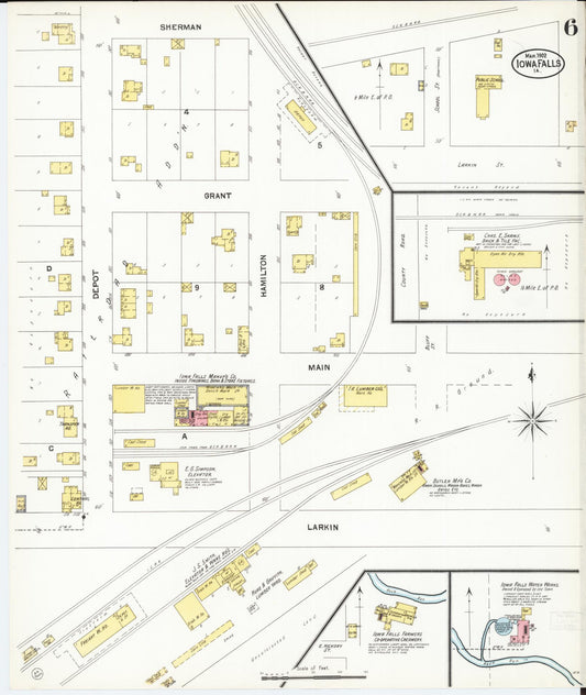 Sanborn Fire Insurance Map from Iowa Falls, Hardin County, Iowa (1902), Sheet #0006 - Historic Sanborn Fire Insurance Map Print, vintage old map wall art