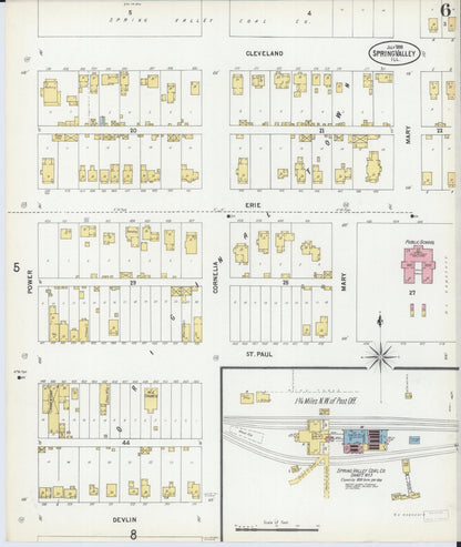 Sanborn Fire Insurance Map from Spring Valley, Bureau County, Illinois (1899), Sheet #0006 - Complete Map Set gallery image, historic Sanborn map, vintage wall art, Illinois Illinois