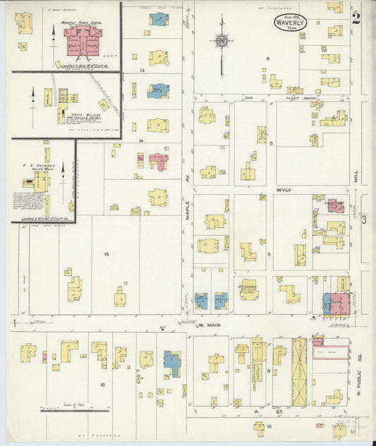 Sanborn Fire Insurance Map from Waverly, Humprheys  County, Tennessee (1913), Sheet #0002 - Historic Sanborn Fire Insurance Map Print, vintage old map wall art, antique decor, genealogy gift, Tennessee Tennessee map