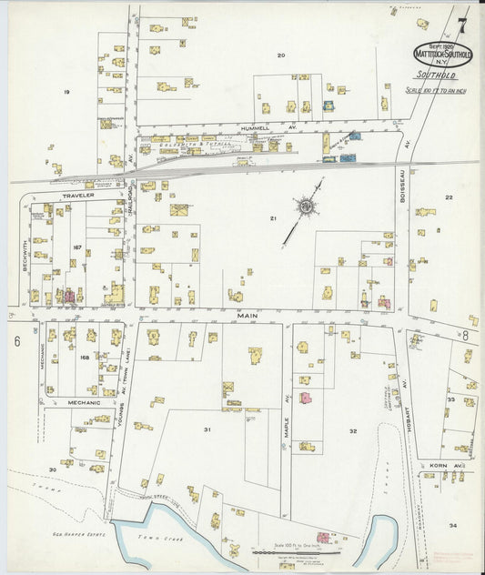 Sanborn Fire Insurance Map from Mattituck-southold, Suffolk County, New York (1920), Sheet #0007 - Historic Sanborn Fire Insurance Map Print, vintage old map wall art, antique decor, genealogy gift, New York New York map