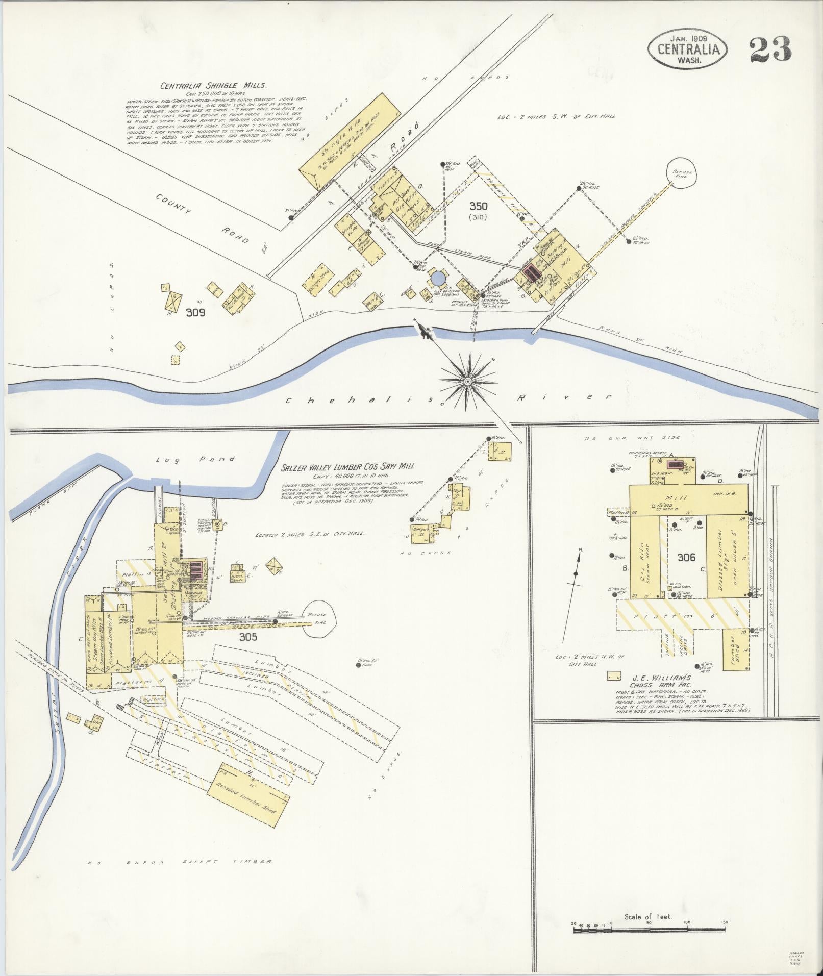 Sanborn Fire Insurance Map from Centralia, Lewis County, Washington (1909), Sheet #0023 - Complete Map Set gallery image, historic Sanborn map, vintage wall art, Washington Washington