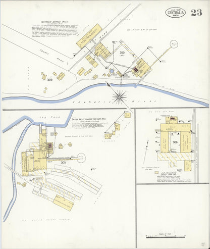 Sanborn Fire Insurance Map from Centralia, Lewis County, Washington (1909), Sheet #0023 - Complete Map Set gallery image, historic Sanborn map, vintage wall art, Washington Washington