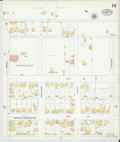 Sanborn Fire Insurance Map from Ironton, Lawrence County, Ohio (1904), Sheet #0014 - Historic Sanborn Fire Insurance Map Print, vintage old map wall art, antique decor, genealogy gift, Ohio Ohio map