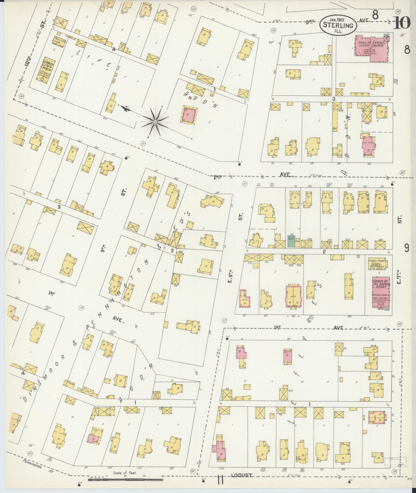 Sanborn Fire Insurance Map from Sterling, Whiteside County, Illinois (1903), Sheet #0010 - Complete Map Set gallery image, historic Sanborn map, vintage wall art, Illinois Illinois
