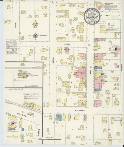 Sanborn Fire Insurance Map from Springport, Jackson County, Michigan (1909), Sheet #0001 - Historic Sanborn Fire Insurance Map Print, vintage old map wall art, antique decor, genealogy gift, Michigan Michigan map