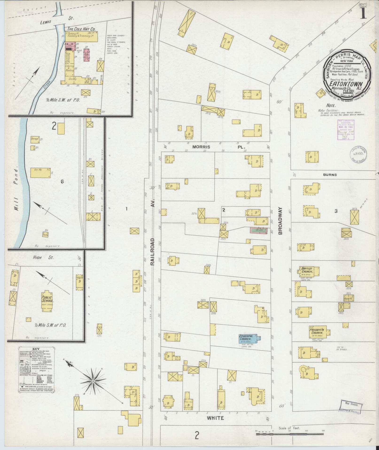 Sanborn Fire Insurance Map from Eatontown, Monmouth County, New Jersey. (1901) – Historic Sanborn Fire Insurance Map Print