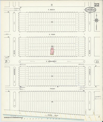 Sanborn Fire Insurance Map from Long Beach, Nassau County, New York (1914), Sheet #0022 - Complete Map Set gallery image, historic Sanborn map, vintage wall art, New York New York