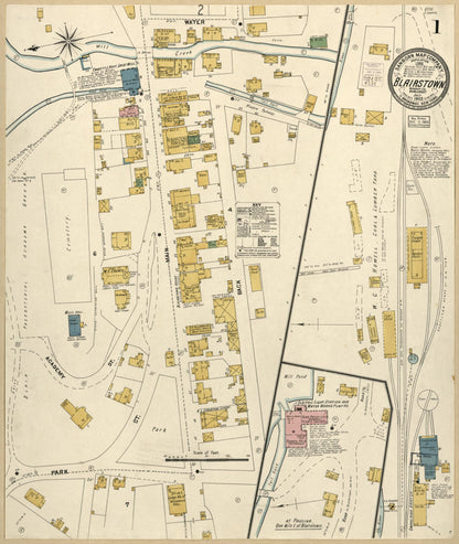 Sanborn Fire Insurance Map from Blairstown, Warren County, New Jersey (1903), Sheet #0001 - Historic Sanborn Fire Insurance Map Print, vintage old map wall art, antique decor, genealogy gift, New Jersey New Jersey map