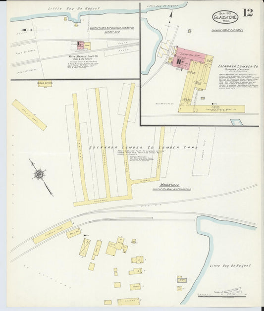 Sanborn Fire Insurance Map from Gladstone, Delta County, Michigan (1913), Sheet #0012 - Historic Sanborn Fire Insurance Map Print, vintage old map wall art, antique decor, genealogy gift, Michigan Michigan map
