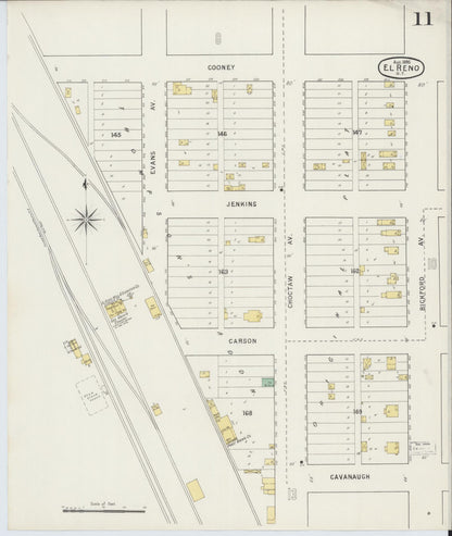 Sanborn Fire Insurance Map from El Reno, Canadian County, Oklahoma (1895), Sheet #0011 - Complete Map Set gallery image, historic Sanborn map, vintage wall art, Oklahoma Oklahoma