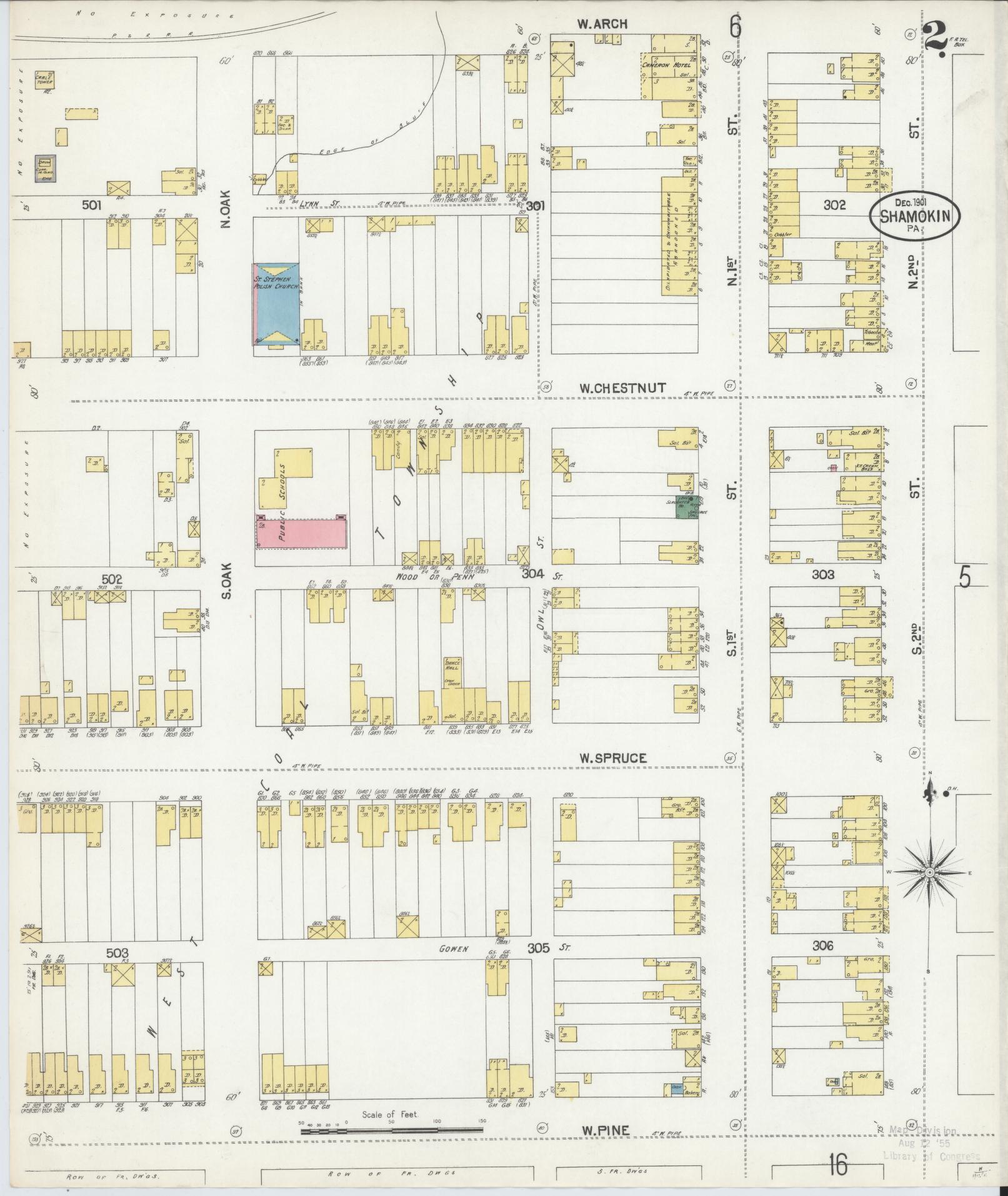 Sanborn Fire Insurance Map from Shamokin, Northumberland County, Pennsylvania (1901), Sheet #0002 - Complete Map Set gallery image, historic Sanborn map, vintage wall art, Pennsylvania Pennsylvania