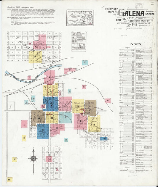 Sanborn Fire Insurance Map from Galena, Cherokee County, Kansas (1918), Sheet #0001 - Complete Map Set gallery image, historic Sanborn map, vintage wall art, Kansas Kansas