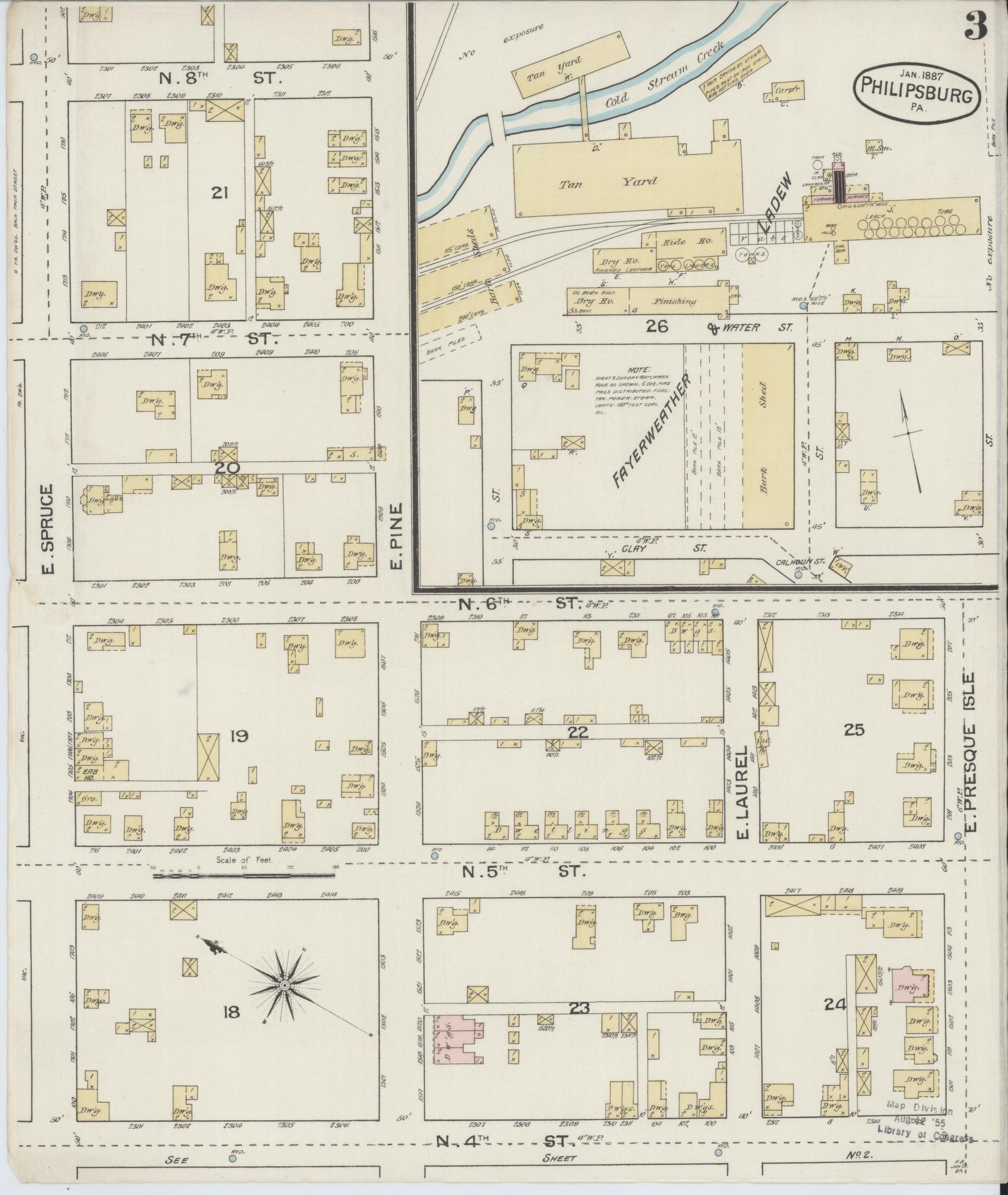 Sanborn Fire Insurance Map from Philipsburg, Centre County, Pennsylvania (1887), Sheet #0003 - Complete Map Set gallery image, historic Sanborn map, vintage wall art, Pennsylvania Pennsylvania