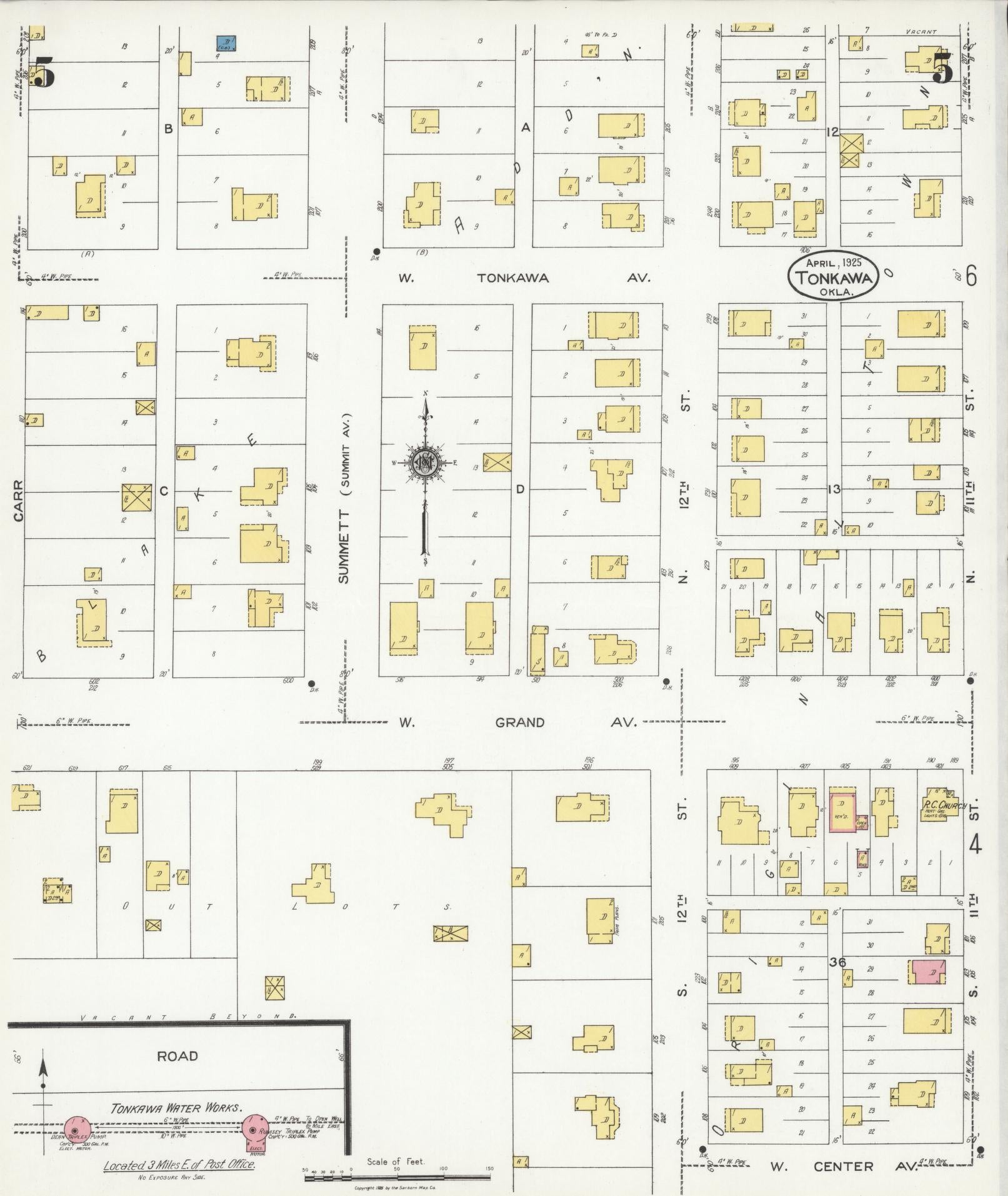 Sanborn Fire Insurance Map from Tonkawa, Kay County, Oklahoma (1925), Sheet #0005 - Complete Map Set gallery image, historic Sanborn map, vintage wall art, Oklahoma Oklahoma