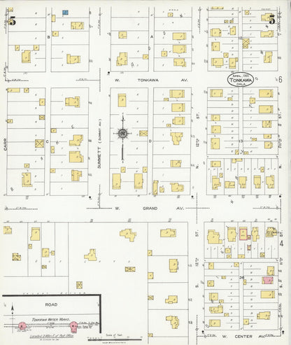Sanborn Fire Insurance Map from Tonkawa, Kay County, Oklahoma (1925), Sheet #0005 - Complete Map Set gallery image, historic Sanborn map, vintage wall art, Oklahoma Oklahoma
