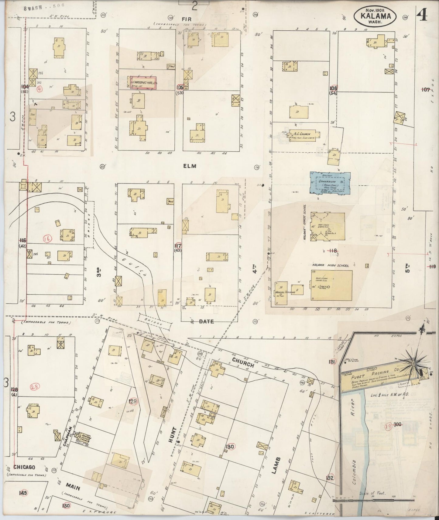 Sanborn Fire Insurance Map from Kalama, Cowlitz County, Washington (1930), Sheet #0004 - Complete Map Set gallery image, historic Sanborn map, vintage wall art, Washington Washington