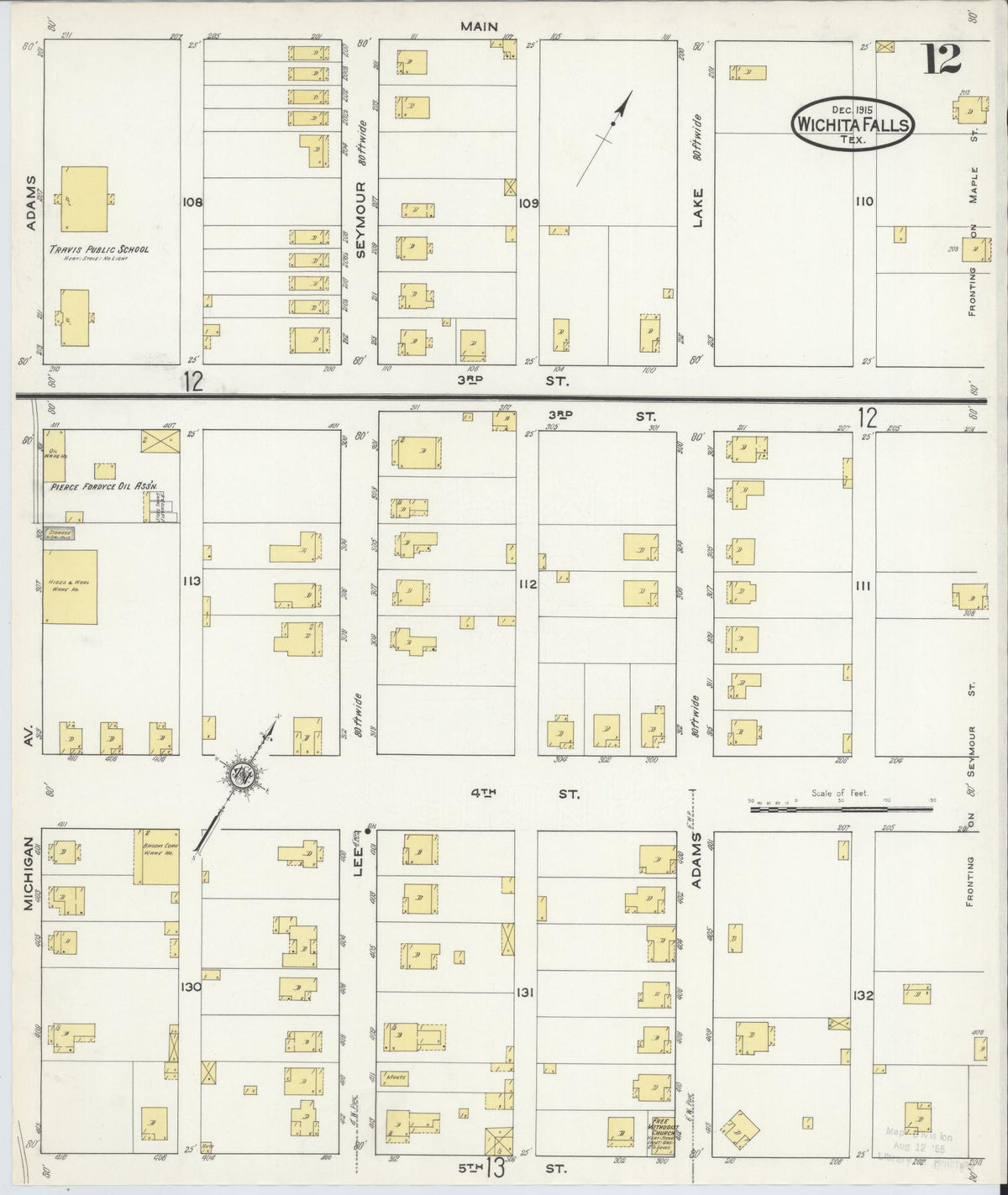 Sanborn Fire Insurance Map from Wichita Falls, Wichita County, Texas (1915), Sheet #0012 - Complete Map Set gallery image, historic Sanborn map, vintage wall art, Texas Texas