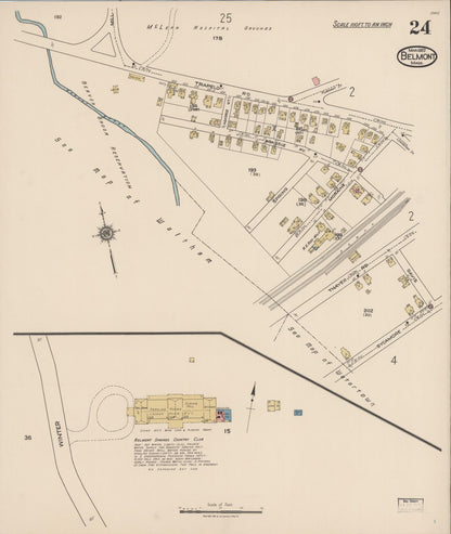 Sanborn Fire Insurance Map from Belmont, Middlesex County, Massachusetts (1922), Sheet #0024 - Complete Map Set gallery image, historic Sanborn map, vintage wall art, Massachusetts Massachusetts