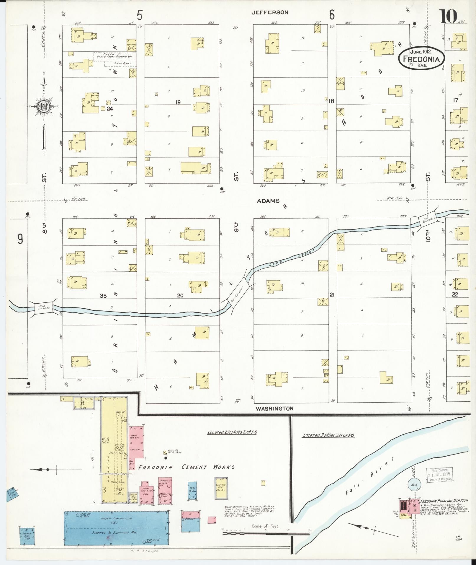 Sanborn Fire Insurance Map from Fredonia, Wilson County, Kansas (1912), Sheet #0010 - Historic Sanborn Fire Insurance Map Print, vintage old map wall art, antique decor, genealogy gift, Kansas Kansas map