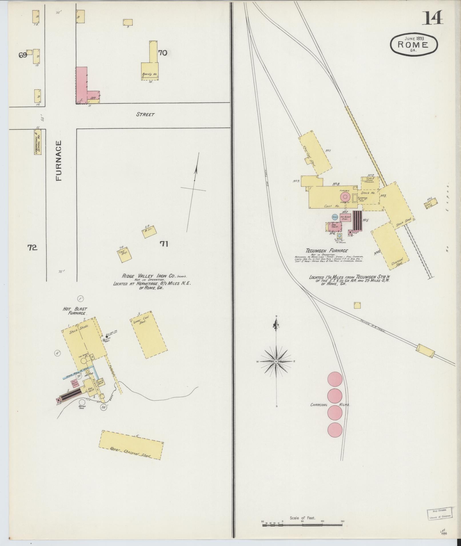 Sanborn Fire Insurance Map from Rome, Floyd County, Georgia (1893), Sheet #0014 - Complete Map Set gallery image, historic Sanborn map, vintage wall art, Georgia Georgia