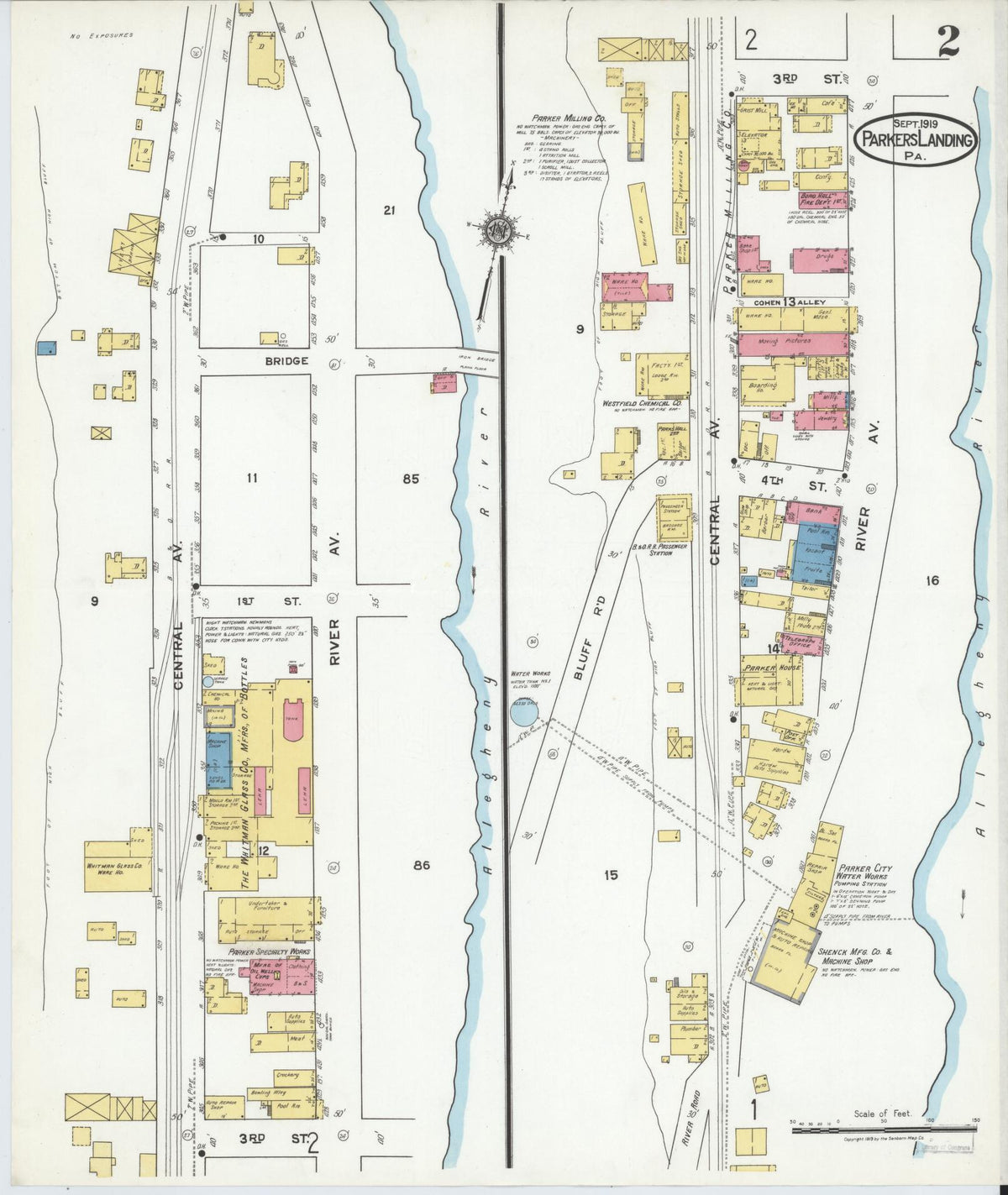 Sanborn Fire Insurance Map from Parkers Landing, Armstrong County, Pennsylvania (1919), Sheet #0002 - Historic Sanborn Fire Insurance Map Print, vintage old map wall art, antique decor, genealogy gift, Pennsylvania Pennsylvania map