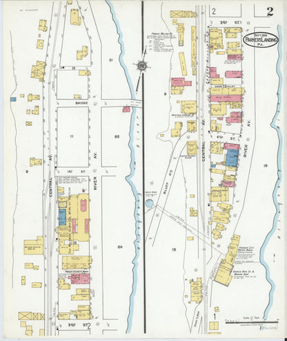Sanborn Fire Insurance Map from Parkers Landing, Armstrong County, Pennsylvania (1919), Sheet #0002 - Historic Sanborn Fire Insurance Map Print, vintage old map wall art, antique decor, genealogy gift, Pennsylvania Pennsylvania map