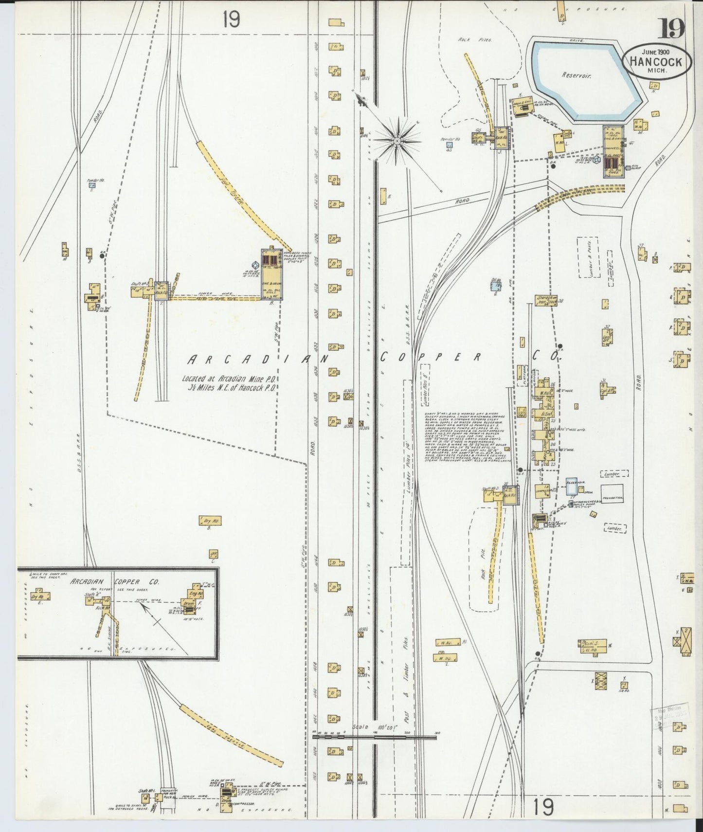 Sanborn Fire Insurance Map from Houghton, Houghton County, Michigan (1900), Sheet #0019 - Complete Map Set gallery image, historic Sanborn map, vintage wall art, Michigan Michigan