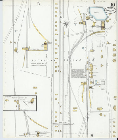 Sanborn Fire Insurance Map from Houghton, Houghton County, Michigan (1900), Sheet #0019 - Complete Map Set gallery image, historic Sanborn map, vintage wall art, Michigan Michigan