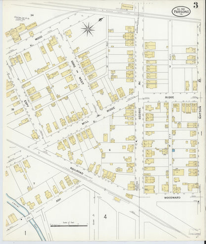 Sanborn Fire Insurance Map from Parsons, Luzerne County, Pennsylvania (1908), Sheet #0003 - Historic Sanborn Fire Insurance Map Print, vintage old map wall art, antique decor, genealogy gift, Pennsylvania Pennsylvania map