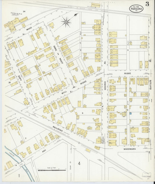 Sanborn Fire Insurance Map from Parsons, Luzerne County, Pennsylvania (1908), Sheet #0003 - Historic Sanborn Fire Insurance Map Print, vintage old map wall art, antique decor, genealogy gift, Pennsylvania Pennsylvania map