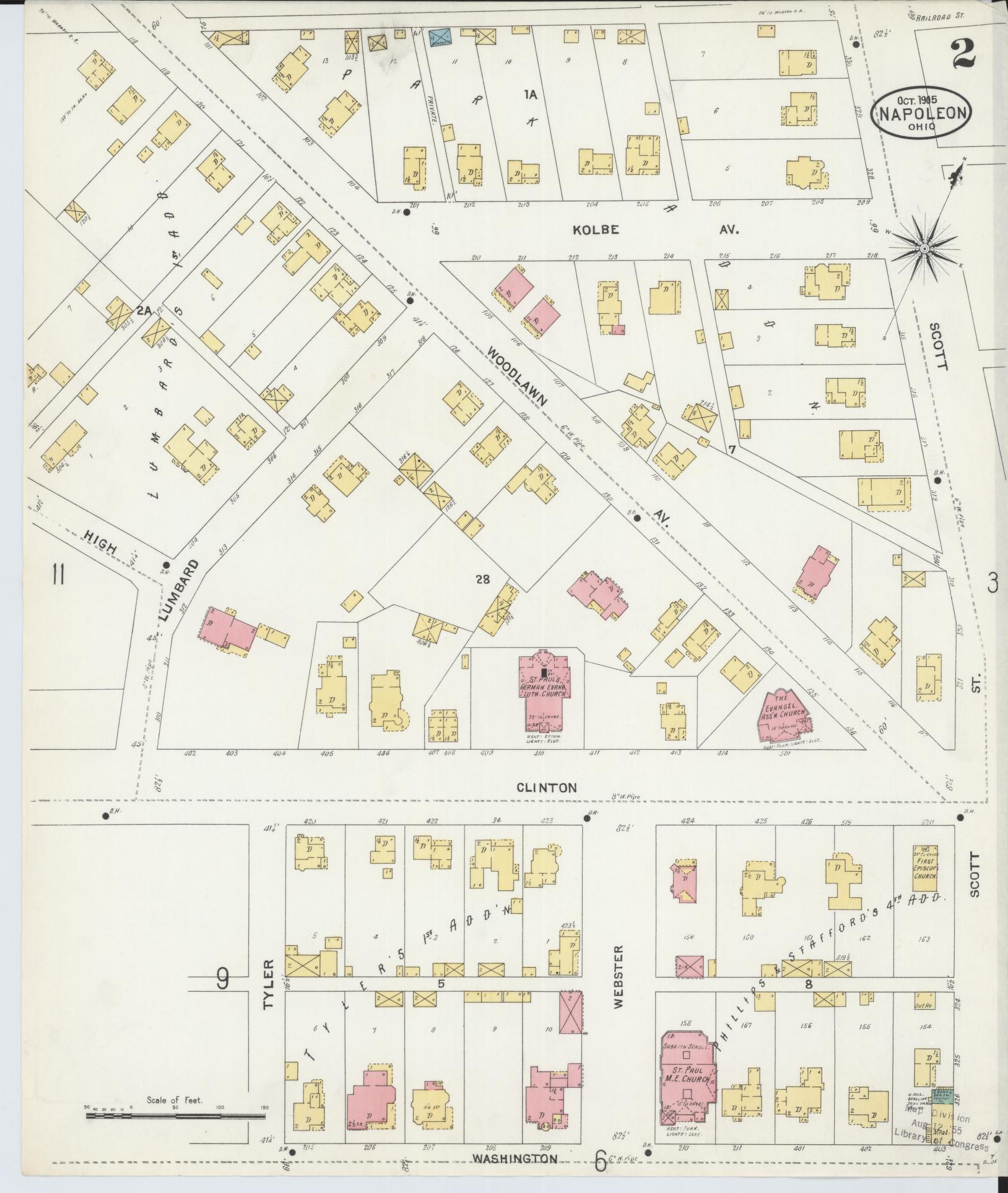 Sanborn Fire Insurance Map from Napoleon, Henry County, Ohio (1905), Sheet #0002 - Complete Map Set gallery image, historic Sanborn map, vintage wall art, Ohio Ohio